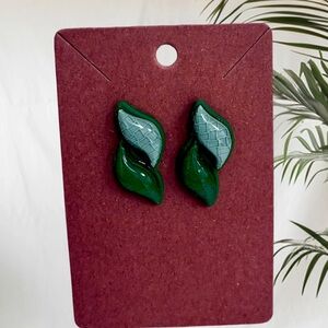 Green handmade patterned Earrings